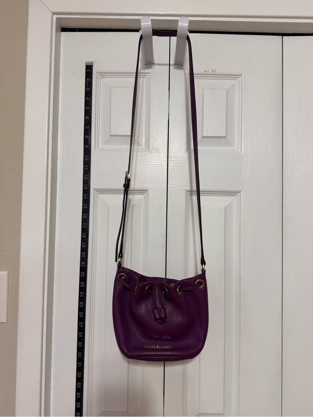 Michael Kors Plum Leather Drawstring Crossbody Bag